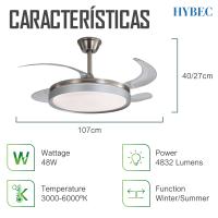 HYBEC - Ventilador de techo con luz LED Regulable, Motor DC Silencioso y 6 Velocidades – Función Inversa Verano/Invierno y Mando a Distancia - details 10