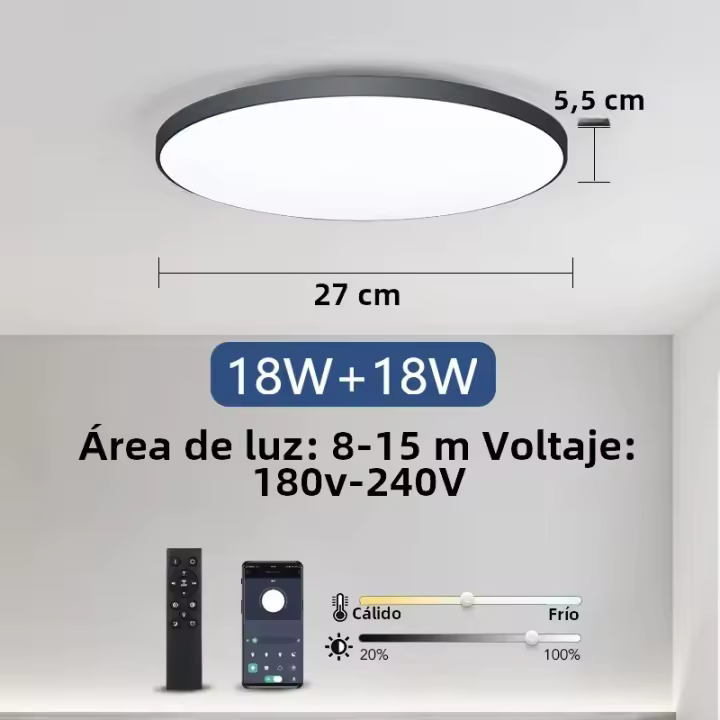Lámpara De Techo Inteligente LED MARPOU Con Control Remoto Y Aplicación Para Dormitorio Y Sala De Estar Iluminación Ajustable Y Moderna - 1