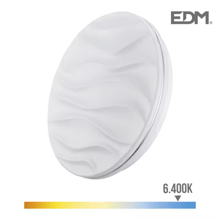 Aplique super led de superficie 18w 1820lm 6500k ø33x6,8cm modelo desert edm - 1