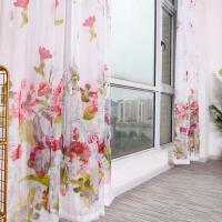 Cortinas Florales Semi-Transparentes Para Decoración De Hogar Cortinas De Ventana Coloridas Tratamiento De Luz Con Bolsa De Roda Para Sala De Estar Y Dormitorio - details 3