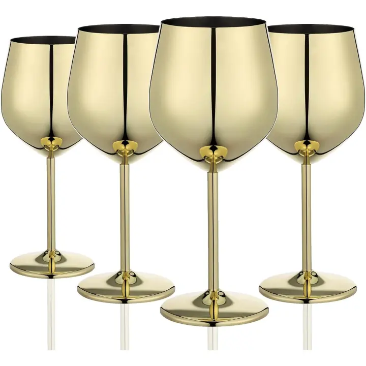 BIT 1-4Pc Juego de vino Doradas, Copas de Oro irrombibles de 18 oz, Copas de vino de Maple inoxydable, exquisitas Y - 1