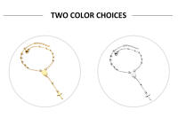 Pulsera De Rosario Cruz LUXUSTEEL Para Mujeres Y Hombres Joyería Cristiana Religiosa Ajustable Cadena De Enlace Metálica De Moda - details 1