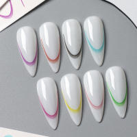 Set De 8 Pcs De Pegatinas De Uñas Gradient French Line Colores Estriados Diseños Ombre Para Decoración DIY Herramientas Guías De Estampado De Uñas - details 9