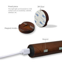 Luz Nocturna LED De Madera Con Sensor De Movimiento USB Recargable Dimmer 3 Temperaturas De Color Soporte De Pared Magnético - details 8