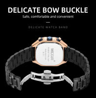 Reloj De Cuarzo Para Hombre MEGIR En Acero Inoxidable Resistente Al Agua Con Dial Cuadrado Luminoso Cronógrafo Y Fecha Manos Luminosas - details 11