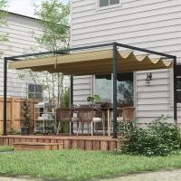 Cenador Independiente 4x3m para Terraza y Jardín | Techo Ajustable en 3 NIVeles con Madera de Arce | Protección Solar UV50 + | Color Café Clásico | Diseño Estable y Autónomo - details 3