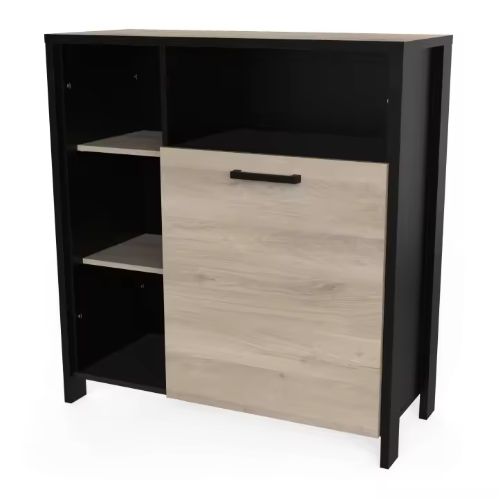 Mueble Microondas Industriale para Cocina Roble Krokberg y Negro 96x101cm - 1