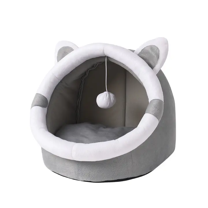Casa De Gato Cama Para Mascotas Invierno Cálido Plegable Y Lavable Tent De Cueva Para Gatos Pequeños Y Perros Cama De Algodón 100% - 1