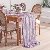 Corredor De Mesa De Queso 10FT En Rosa Tenuis Bohemio 1PC Para Fiestas Y Uso Rustico Tejido De Poliéster Sólido - details 15