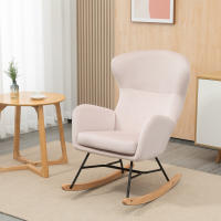 HOMCOM Silla Mecedora Tapizada en Terciopelo Sillón Balancín Relax con Asiento Acolchado Reposabrazos y Pies de Madera de Haya para Salón Dormitorio 65x87x102 cm Rosa - details 1