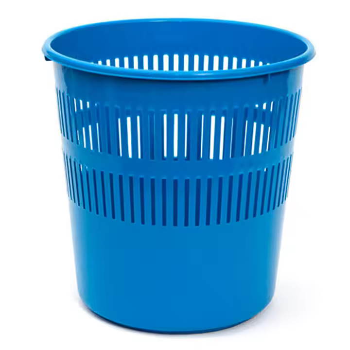 CABLEPELADO Papelera rejilla plastico, Cubo de reciclar, Cesta de basura, Papelera de plástico, Papelera escritorio, Papelera oficina, 28 cm alto x 27.5 cm diámetro, Capacidad 12 Litros, Azul - 1