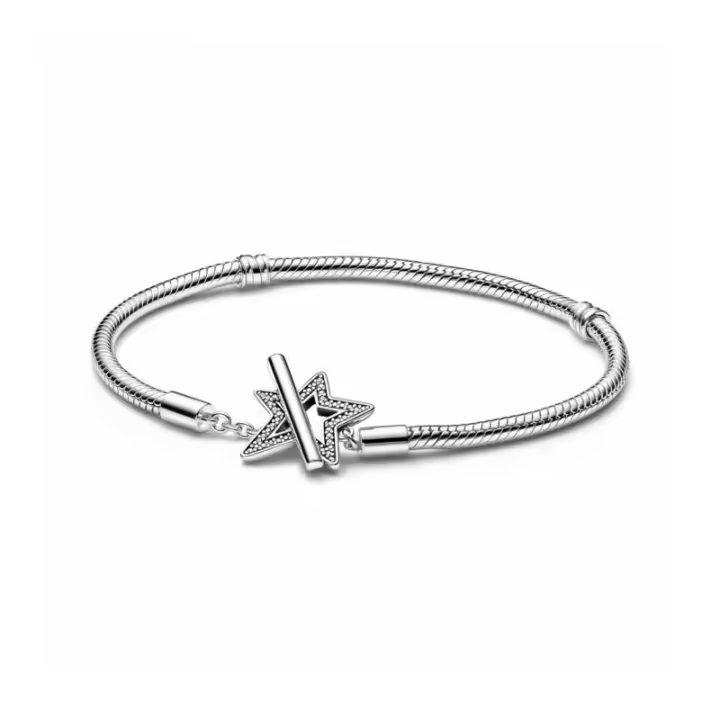 Pulsera Cadena de Serpiente con cierre en T Estrella Asimétrica Pandora - 592357C01 - 1
