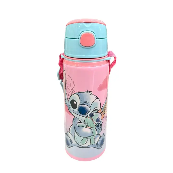 Stitch Ohana Botella de Agua 600ml - Cantimplora de Aluminio con Pajita Lilo & Stitch - 1