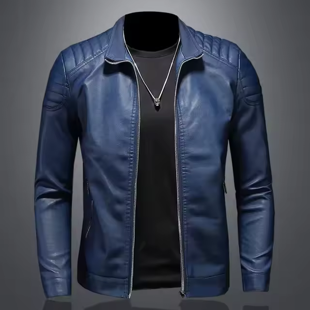 Chaqueta De Cuero PU Para Hombre Estilo Motociclista Streetwear Béisbol Outdoor Bomber Casual Para Otoño Windbreaker Masculino - 1