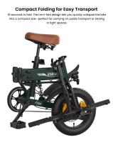 Bicicleta Eléctrica Plegable ESKUTE F200, Motor de 250W, Batería de 36V 7.8Ah, Neumáticos de 14 pulgadas, Velocidad Máxima de 25 km/h, Autonomía de 50 km, Frenos de Disco Mecánicos, Pantalla LCD - details 10