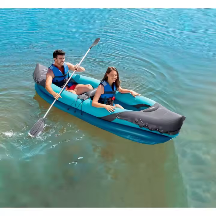 Kayak hinchable para 2 personas Expedition,  Kayak Inflable Doble, con Pala de Aluminium, Kayak Resistente con bolsa de transporte, inflador, bolsa estanca y 5 cámaras de aire - 1