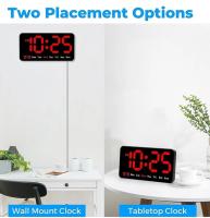 Reloj de pared digital LED, 12/24 horas, números grandes, pequeño y Silencioso, Blanco - details 2