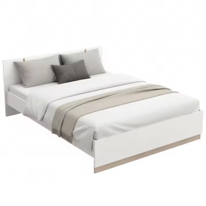 Miroytengo Cama de Matrimonio Watson Fabricada Melamina Color Blanco Mate y Roble Kronberg 135-140X190 cm - 1