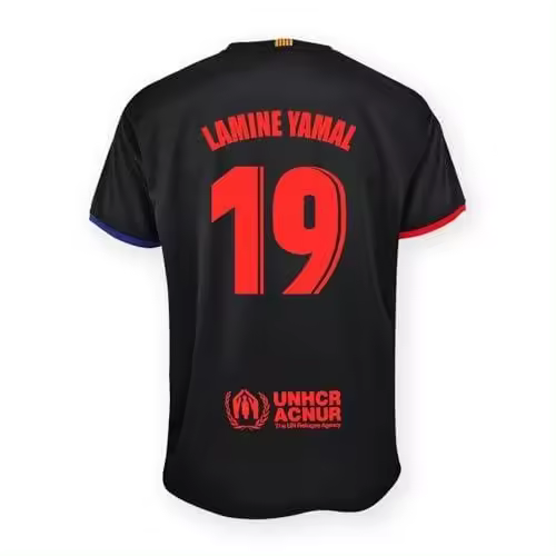 FC Barcelona Conjunto Camiseta y pantalón 2ª EQ 2024/25 - Réplica con Licencia Oficial - Dorsal 19 LAMINE YAMAL - Talla Niños - 1