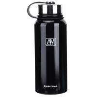 Botella de agua térmica portátil de acero inoxidable de doble capa con aislamiento al vacío de 800 ml para viajes en casa, color negro, 800 ml - details 0