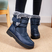 Botas De Invierno Para Mujer Talla Grande 44 Impermeables Con Peluche Grueso Botines De Nieve Con Correa De Ganchillo Y Plataforma Antideslizante - details 14