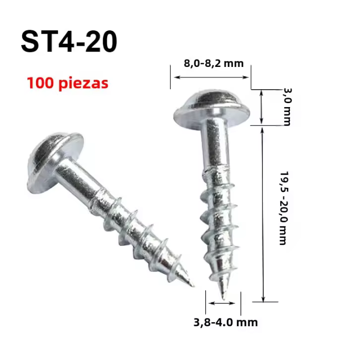 100pcs Tornillos Autoperforantes De Alta Resistencia Para Boquilla De Agujeros En Madera Galvanizados Antirrosa Oblicuos ST4-25 ST4-38 - 1