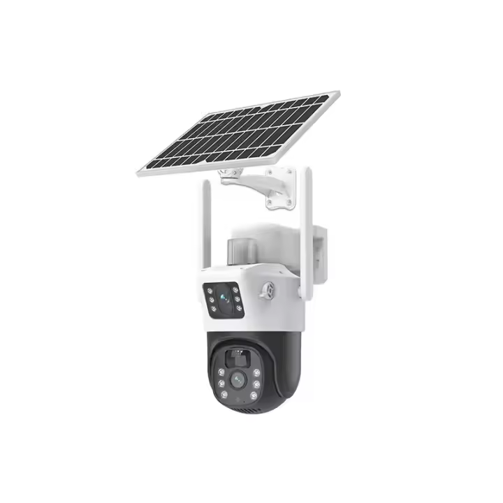 FGNS Cámara Solar 4G LTE de Tarjeta SIM, Cámara de videovigilancia PTZ de doble lente 4K y 8MP para exteriores, tarjeta Sim, Cámara de Seguridad Exterior Batería Recargable, Energía Solar Audio Bidireccional, Detección de Movimiento, Intemperie IP67 - 1