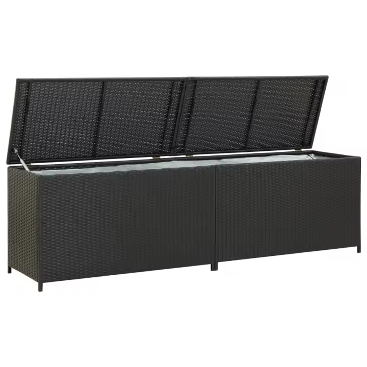 vidaXL Caja de almacenaje de jardín ratán sintético negro 200x50x60 cm - 1
