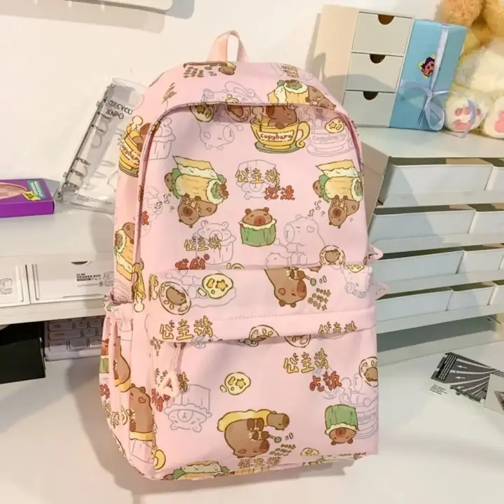 Mochila Grande De Capybara Kawaii De Nylon Con Dibujos Divertidos Mochila Escolar Para Estudiantes Con Capacidad Para Portátil - 1