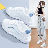 Zapatos Blancos Para Mujer 2024 Nuevos Tenis De Primavera/Otoño Con Punta Redonda Y Cordones Versátiles Zapatos Casuales De Comodidad Para Damas - details 1