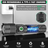 Linterna pequeña y potente, increíble linterna LED, recargable, con zoom, linterna táctica impermeable para emergencias de campamento - details 1