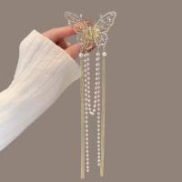 Pinza De Cabeza Con Colgante De Perla Y Mariposa Hueca De Diamante Completo Accesorio Para El Cabello Para Mujeres Aleación De Zinc - details 2