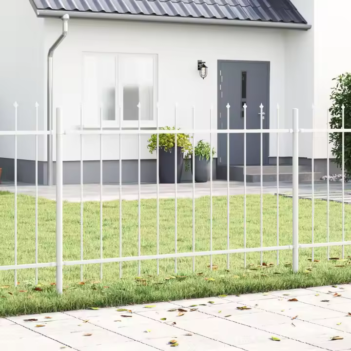 VidaXL Cerca de Jardín con Punta de Lanza Blanca 11,9x0,8 m de Acero - 1