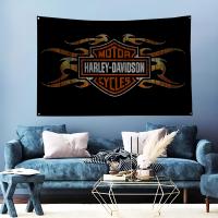 Bandera De Harley Davidson H Para Decoración De Habitaciones Y Salas Con 4 Agujeros Material Poliéster Y Bambú Para Exteriores Y Oficinas - details 11