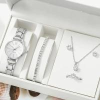 Reloj De Cuarzo Para Mujer Moda Sencilla Con Pulsera De Aleación Lujo Doble Pieza Reloj De Pulsera De Mujer Con Dial Sencillo - details 4