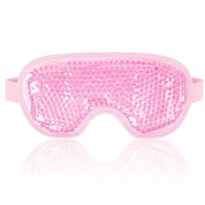 Mascarilla de gel refrescante para ojos fríos, para ojos hinchados, compresa fría reutilizable con suave forro de felpa para ojeras, migrañas y alivio del estrés - Rosa - 1