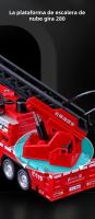 Juguete De Coche De Bomberos 1/32 Con Sonido Luz Escalera Camión De Rescate Decoración Regalo Para Niños Metal Rojo - details 6