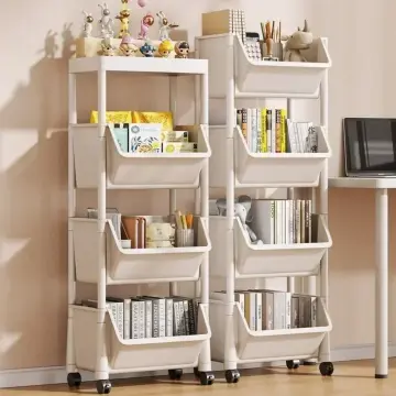 Carro Estantería Para Libros Con Ruedas - 5 Niveles, Giratorio, Material ABS, Para Hogar, Oficina, Aula