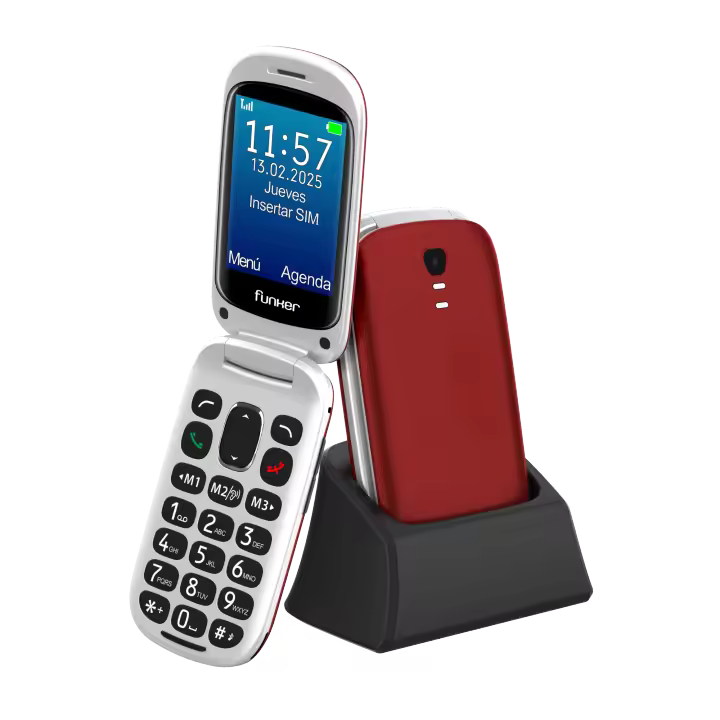 Funker E300 Max Audio 3 4G, Telefono movil tapa fácil de usar, Teclas y Pantalla grandes, AudioPRO compatible con audífonos, volumen muy fuerte con Amplificador, Configuración Remota, Botón SOS (Rojo) - 1