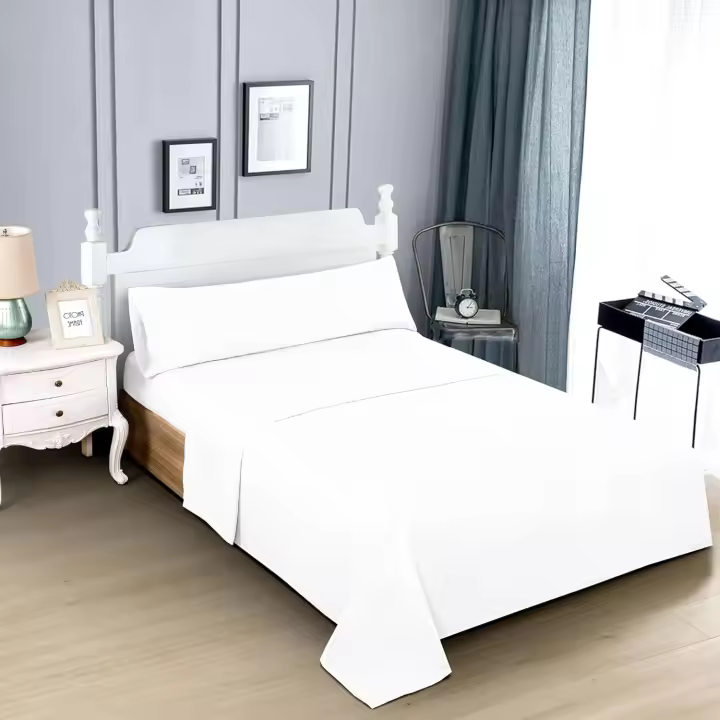 TODOBIEN STORE - Juego de Sábanas para Cama 3 Piezas - 1 Sábanas Bajera Ajustable Cama 90,105,135,150,180 con Encimera  y 1 Funda de Almohada Larga (Blanco) - 1