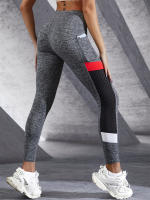 Leggings De Yoga Para Mujer Con Banda Alta Y Bolsillos Lado Colorblock Malla Control De Abdomen Leggings Modelantes Para Ejercicio - details 1