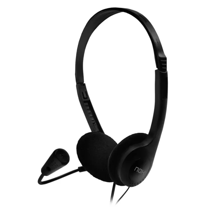 NOX  Auriculares Voice One -Auricular Estéreo 27mm con Micrófono Flexible, Conexión 2x Jack 3.5mm, Color Negro - 1