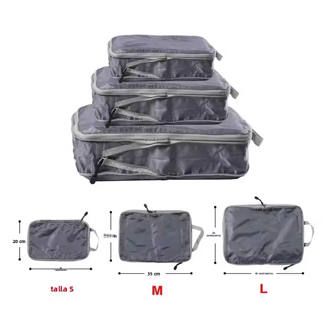 Cubos De Empaque Plegables Y Comprimibles Impermeables Para Viaje Bolsa De Almacenamiento De Nylon Organizador De Maleta Con Manillar - 1
