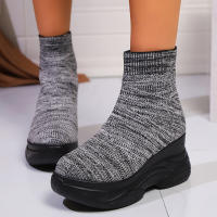 Botas De Pies Altos Para Mujer Invierno 2024 Moda Nueva Zapatos De Caminar Cómodos Botas De Nieve Góticas Tendencia PU Material - details 9