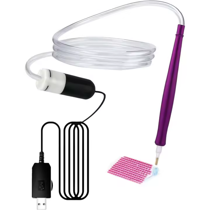 Bolígrafo eléctrico para pintar con diamantes, bolígrafo al vacío con bandeja, kits para adultos, accesorios para pintar con diamantes, duradero y estable (verde) - 1