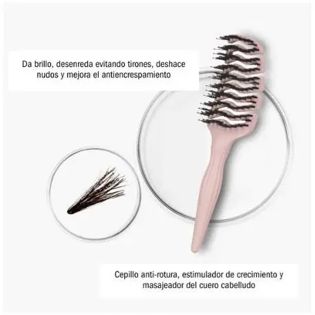 Moncho Moreno Cepillo Magic Brush Rosa Estructura Curvada Flexible Ventilada - 1
