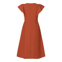 Vestido ZANZEA 2024 Elegante Vestido De Verano Para Mujer Con Manga Corta Plisado Estilo V-Neck Vestido Casual A-Line De Rodilla Solido OL - details 6