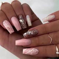 Juego De 24 Uñas Postizas Con Diseño De Flor Y Forma De Coffin Largas Ballerina Frases Francesas Acrílicas Cubiertas Por Encima Para Uñas Artísticas - details 28