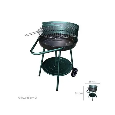 Saturnia Barbacoa Apache Redonda Con Batea 68x50.8x81 (Alt) Cm - Estructura de Acero Esmaltado - Parrillas Regulables - Balda Leja Inferior - Grill Ø 48 Cm - Peso 7 Kg - 1