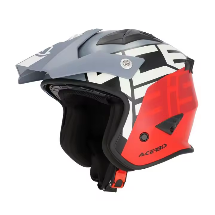 Casco Jet Trial Off-Road Acerbis Aria Negro Gris Rojo Mate 22.06 - 1